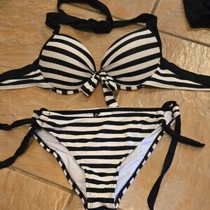Adore Me Black and White Striped Bikini